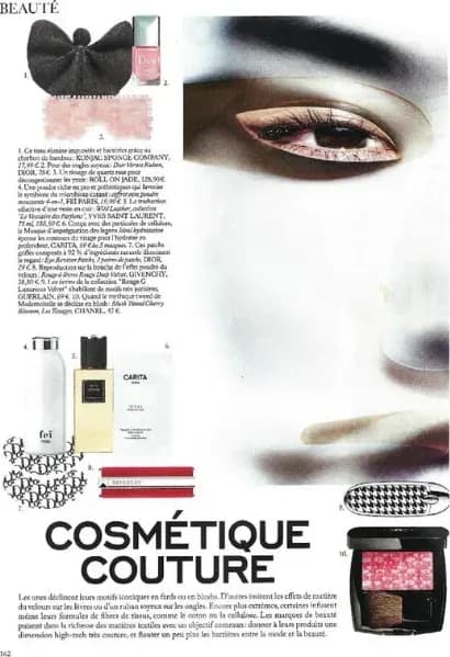Vogue France “Cosmétique couture” spread, March 2022